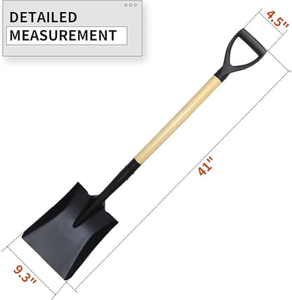 Square Shovel, Shovels for Digging with D-Handle, Overall 41-Inch Long Garden Shovel, Transfer