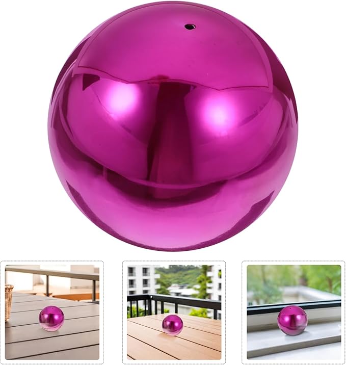 ibasenice Stainless Steel Mirror Reflective Gazing Ball 12 Inch Garden Decor - Purple Decorative