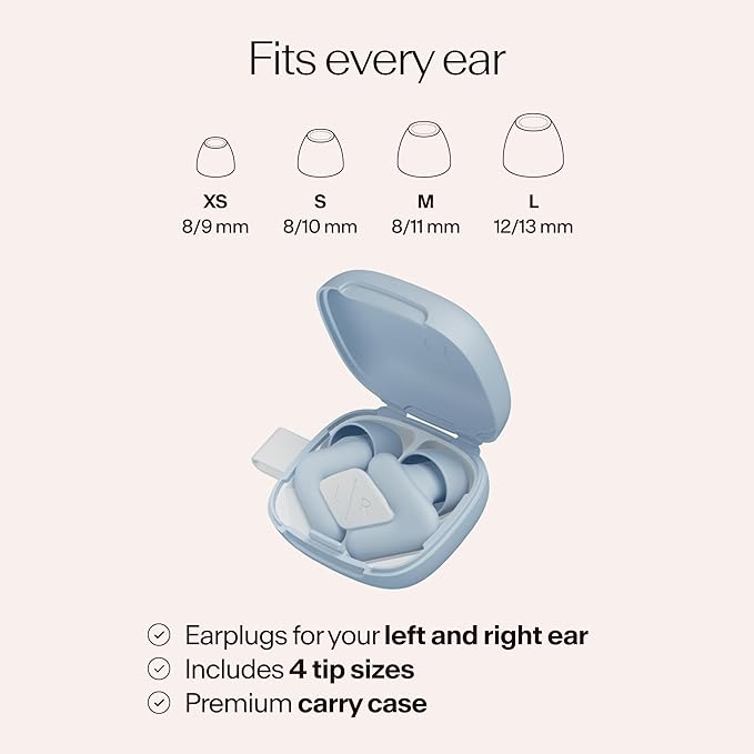 Alpine Silence Earplugs for Sleep, Focus & Travel - V-Shape Snug Fit & Soft Oval Tips – 4 Sizes