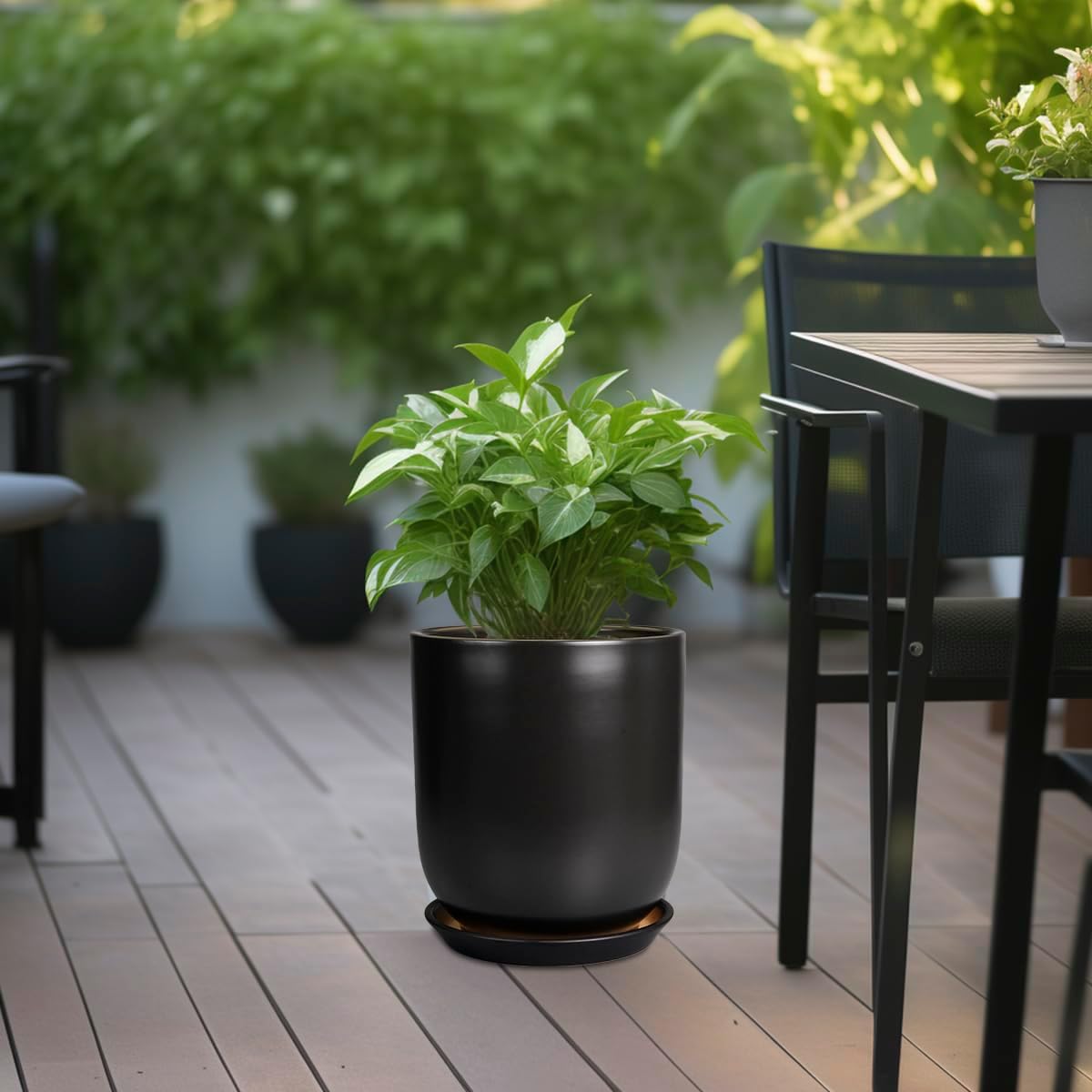 Ceramic Planter 10 Inch - Ceramic Pot for Indoor Plants Outdoor Plant Pot with Drainage Hole and