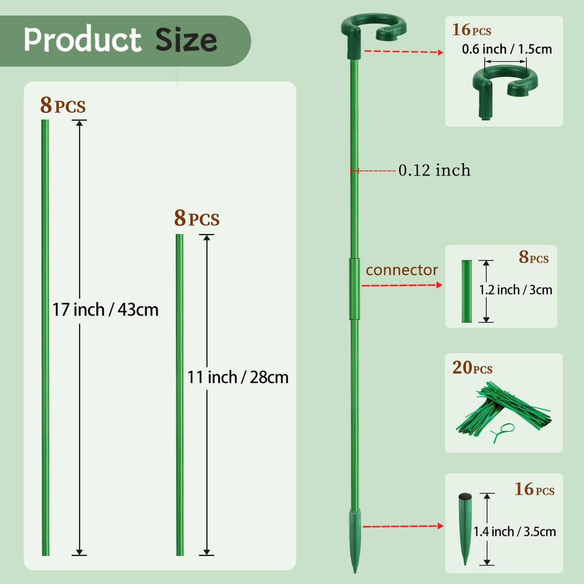 Invisible Plant Sticks 17 inch &11 inch SupKing 16Pcs Orchid Stakes with Clips for Support Small