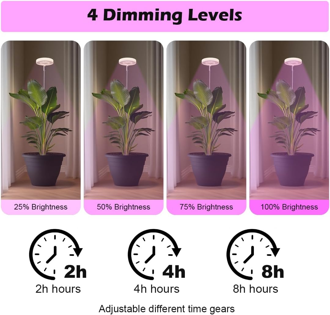 11 Inch Plant Pots with 2 x LED Grow Lights for Indoor Plants and 1 x Soil Moisture Meter