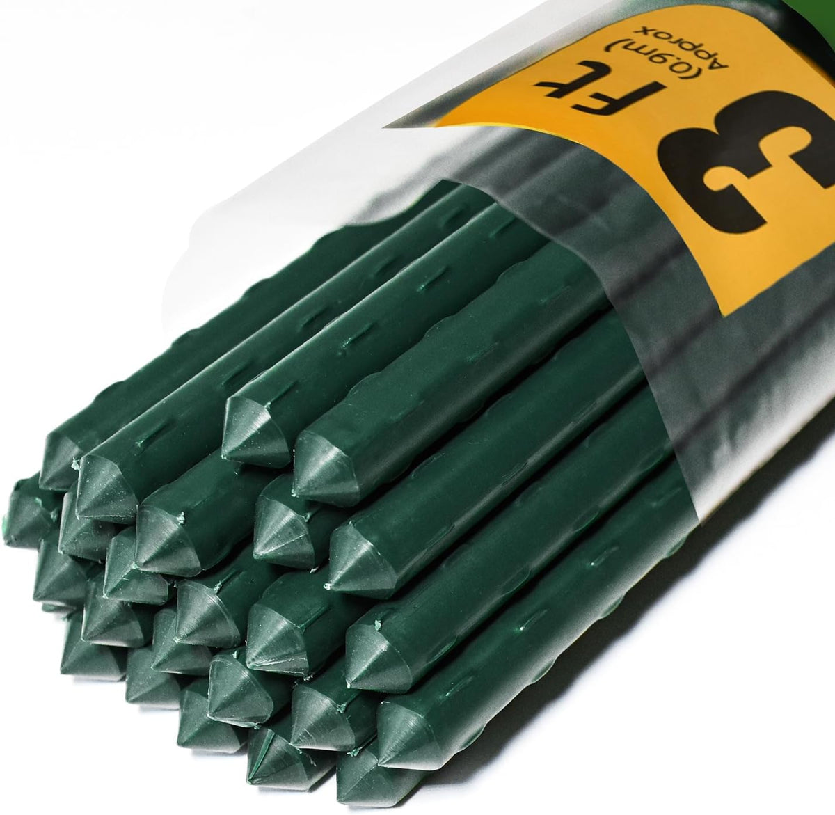 25pcs Steel Plant Stakes 3 Feet,Sturdy Plant Sticks, Plastic Coated Metal Garden Stakes Supports