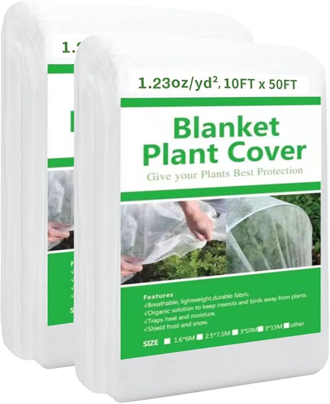 2 Pack Plant Covers Freeze Protection, 10ft x 50ft Frost Blanket for Plants Tree Blanket Cover