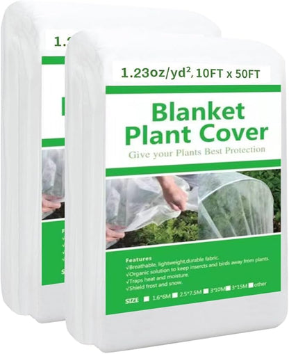 2 Pack Plant Covers Freeze Protection, 10ft x 50ft Frost Blanket for Plants Tree Blanket Cover