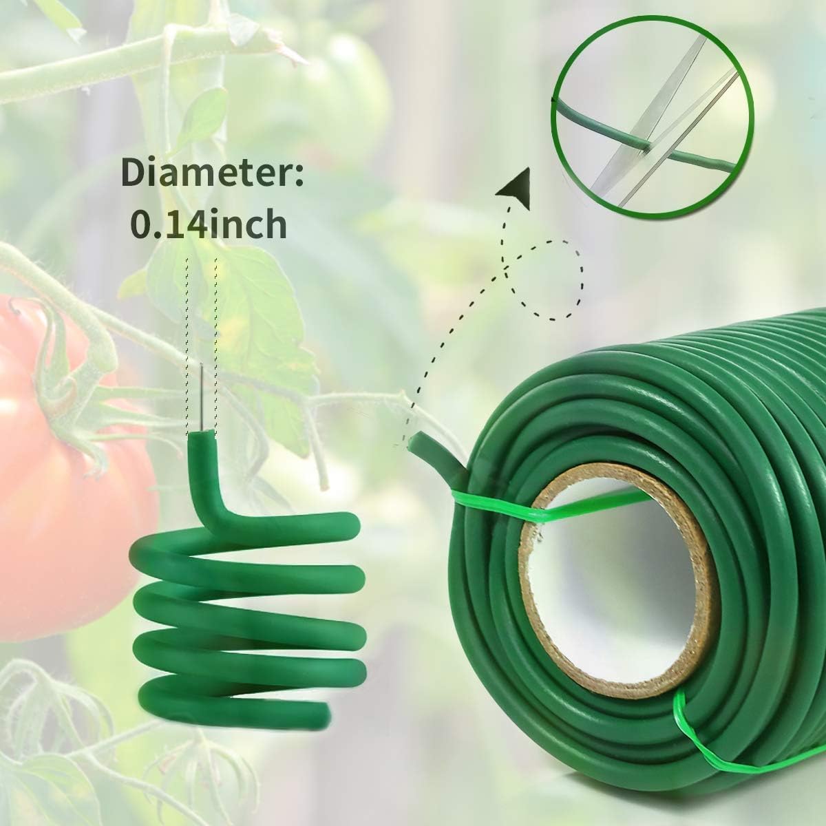 Decoroca Soft Plant Ties for Support - 65.6' Reusable Waterproof Plant Wire, 3.5mm Garden Twist