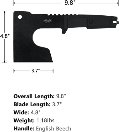 JXE JXO Hatchet, 9.8" Full Tang Camping Axe, Ergonomic Rubber Handle, with Durable Nylon Sheath for
