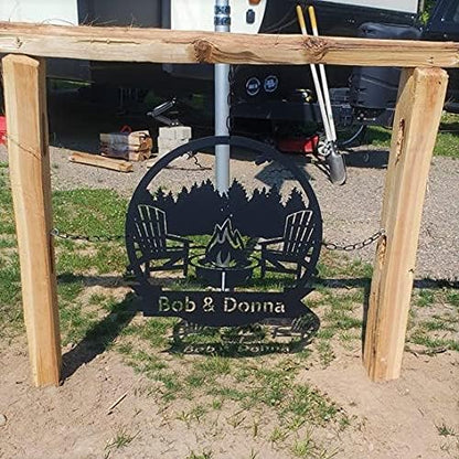 RealSteel Forest Campfire Monogram, Custom Home & Wall Décor, Personalized Sign, Outdoor Campsite