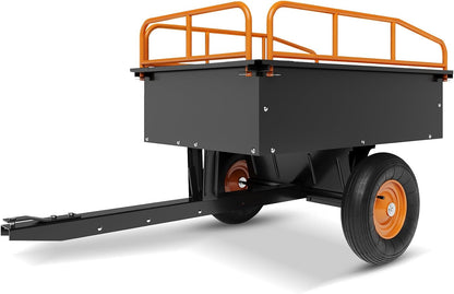 GarveeLife Heavy Duty ATV Trailer Steel Dump Cart, 750 LBS 15 Cubic Feet, Garden Utility with