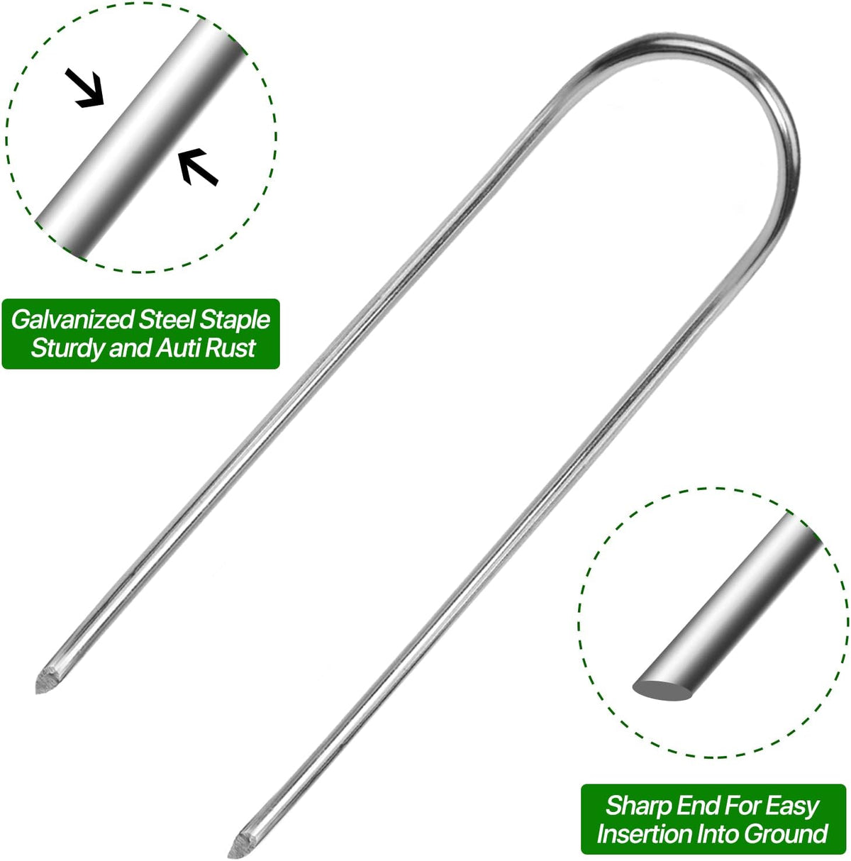 U Shape Garden Stakes 90 Packs 4 Inch 11 Gauge Irrigation Tubing Stakes, Heavy Duty Galvanized