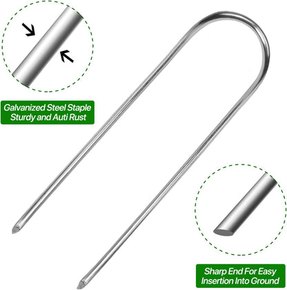 U Shape Garden Stakes 90 Packs 4 Inch 11 Gauge Irrigation Tubing Stakes, Heavy Duty Galvanized