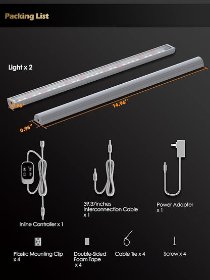 Smart Grow Light for Indoor Plants,3500K Full Spectrum LED Plant Light Strips with 3/9/12H Auto