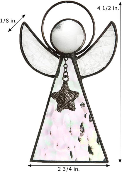 Angel Ornament Sun Catcher Clear Iridescent Stained Glass Window Hanging Christmas Tree Decoration