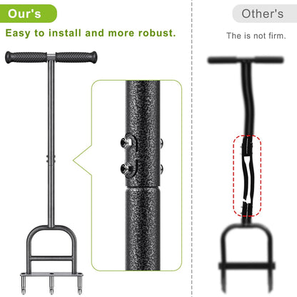 Dolibest Lawn Coring Aerator, Manual Lawn Aerator, 3 Stainless Steel Corer Plug Aerator with Soft