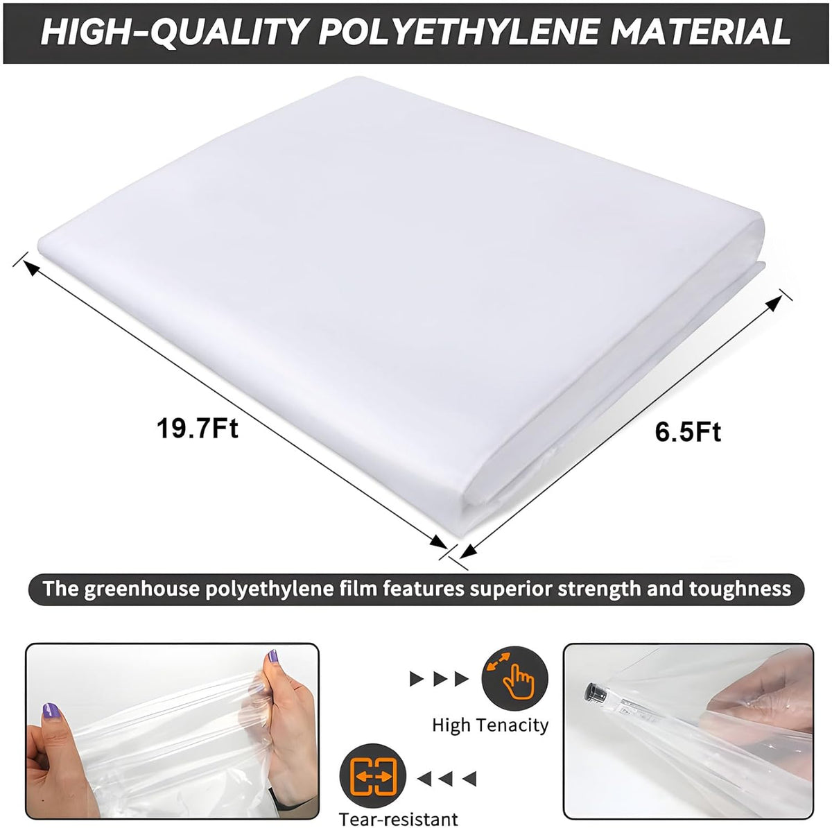 6.5x19.7Ft Clear Greenhouse Film Plastic Sheeting, Greenhouse Polyethylene Plastic Film 6 mil