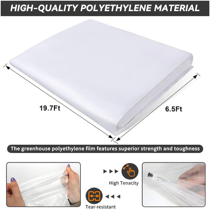 6.5x19.7Ft Clear Greenhouse Film Plastic Sheeting, Greenhouse Polyethylene Plastic Film 6 mil