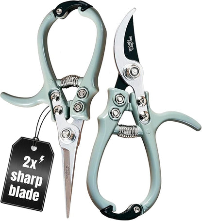 Modern Sprout Hand Pruners & Shears Set with Blister Pack - Lightweight Gardening Tools with Easy