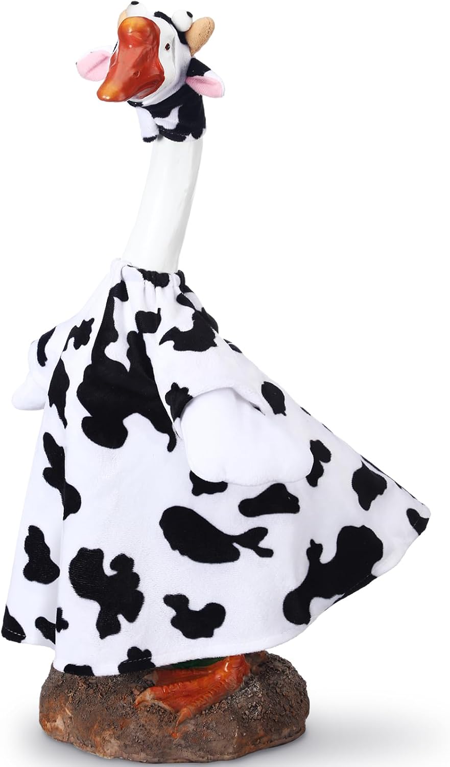 Cow Goose Outfit Clothes for 23 High Cement or Plastic Goose Lawn Clothing Porch Garden Costume
