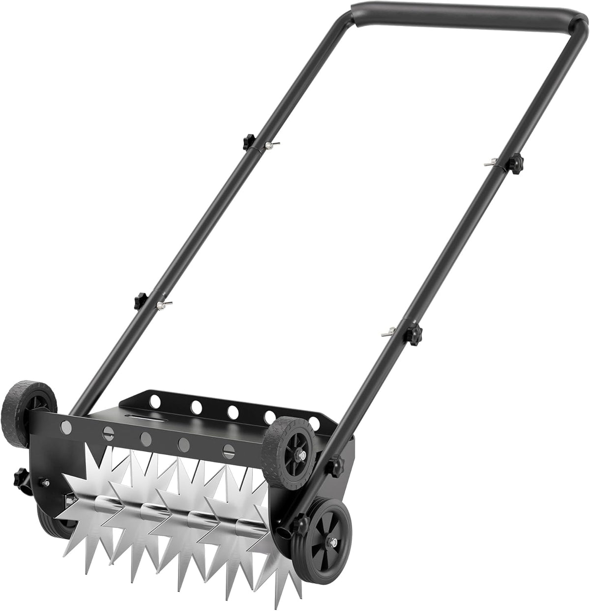 18-Inch Lawn Aerator,Heavy Duty Push Spike Aerator with 4 Wheels,Aerator Lawn Tool with Steel