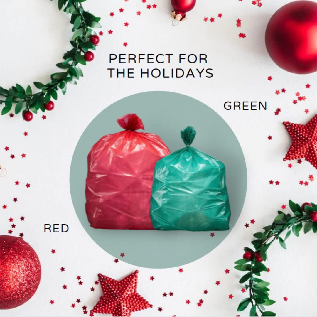 Plasticplace 64-65 Gallon Trash Can Liners for Toter │ 1.5 Mil │ Green Heavy Duty Garbage Bags │