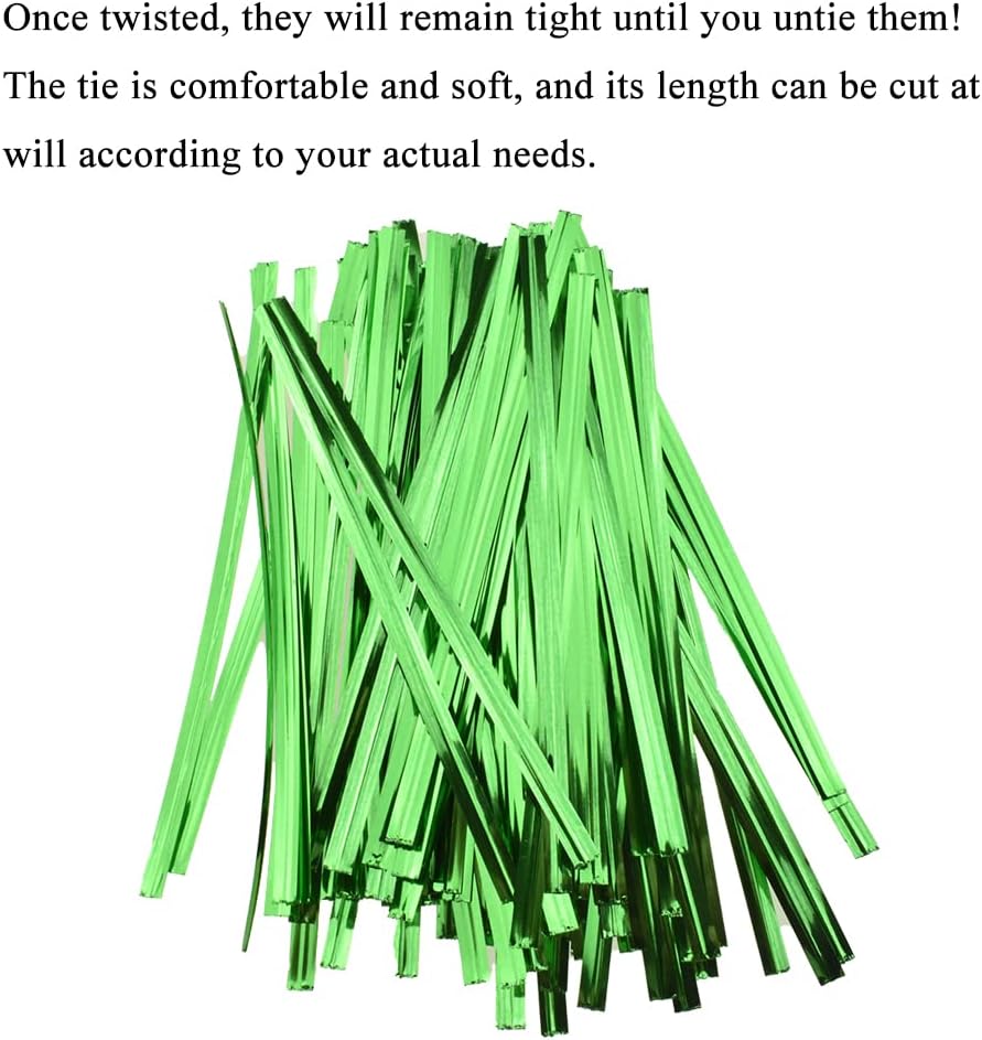 HAHIYO 300Pcs 4 inches Green Metal Twist Ties Bread Candy Coffee Bag Ties Plant Garden Twist Ties