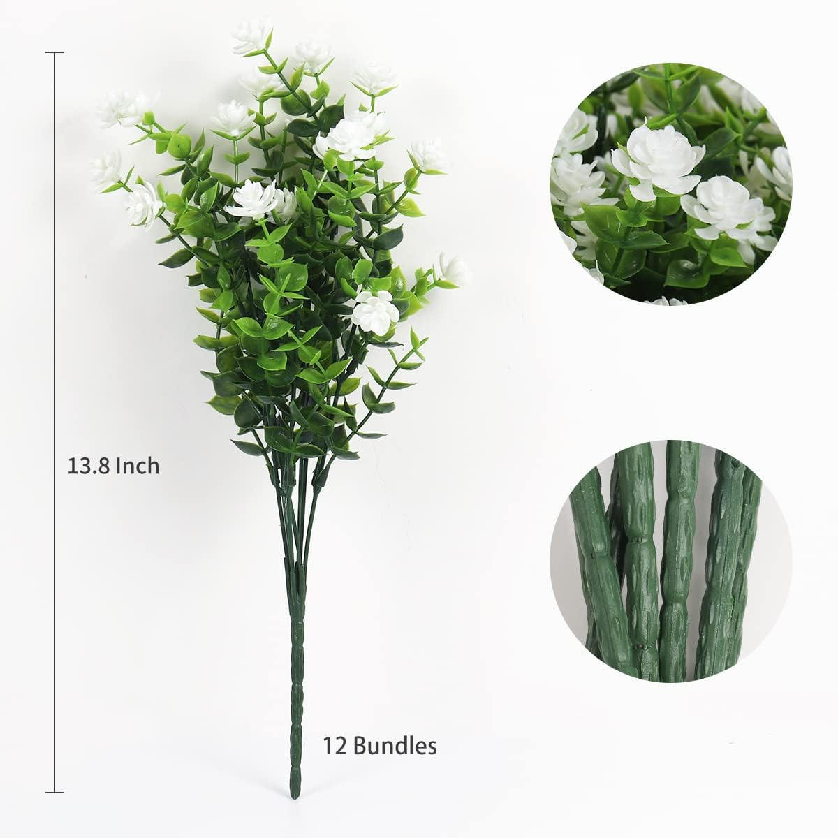 RECUTMS 12 Bundles Artificial Outdoor Plants, Artificial Greenery for Flower Arrangements Shrubs UV