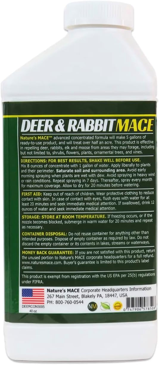 Nature’s MACE Deer and Rabbit Mace, Deer Repellent Spray, Plants, Lawns, Flowers, Gardens, Deer