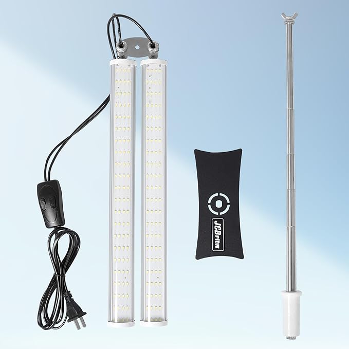 JCBritw Standing LED Grow Light，Adjustable Dual Head T12 Bar Plant Light, White 6500K Full Spectrum