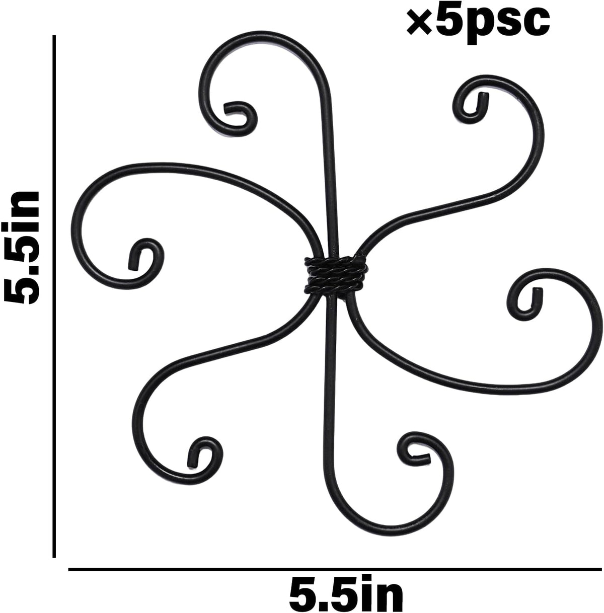 Black Monstera Plant Support 5.5IN 5PCS Premium Stem Support System for Indoor Plants, Durable