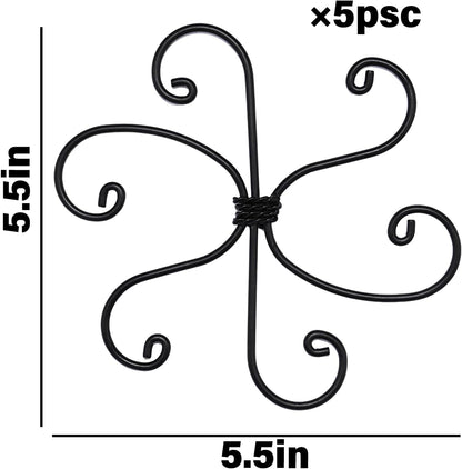 Black Monstera Plant Support 5.5IN 5PCS Premium Stem Support System for Indoor Plants, Durable