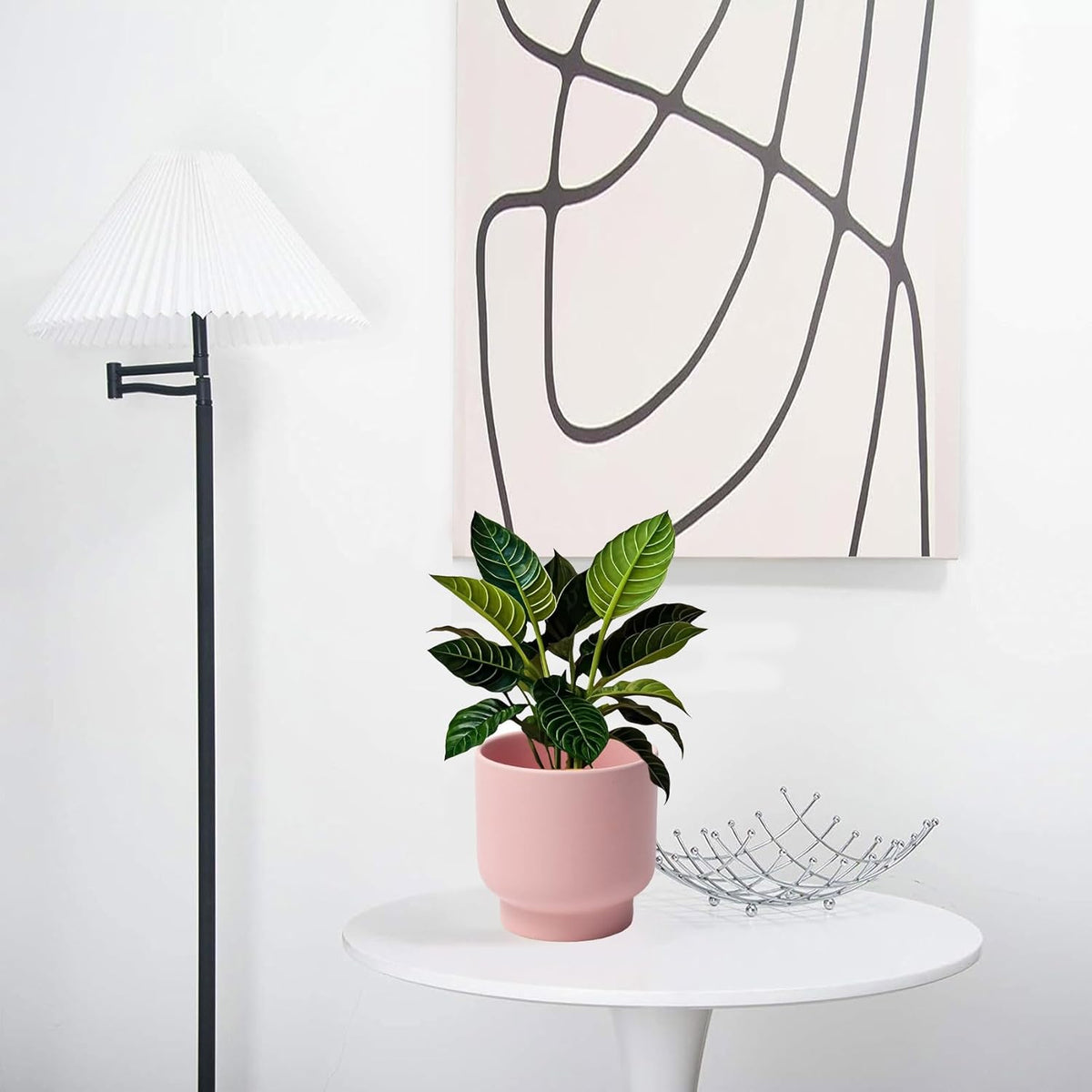 LB Pink Ceramic Plant Pots for Indoor Plants, Succulent Planters Ceramic Plant Pot, Cute Flower
