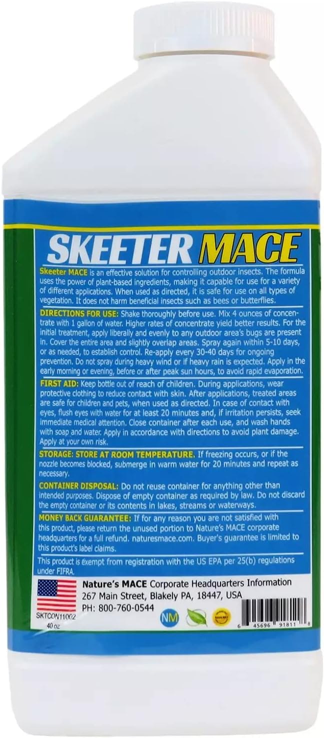 Nature’s MACE Outdoor Pest Repellent Spray – Kills & Repels Multiple Insect Types – Treats Lawns