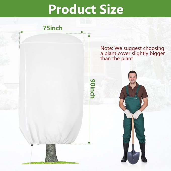 ANGAR Rounded Top Plant Covers Freeze Protection for Winter, Plant Covers for Winter, 75" X 90"