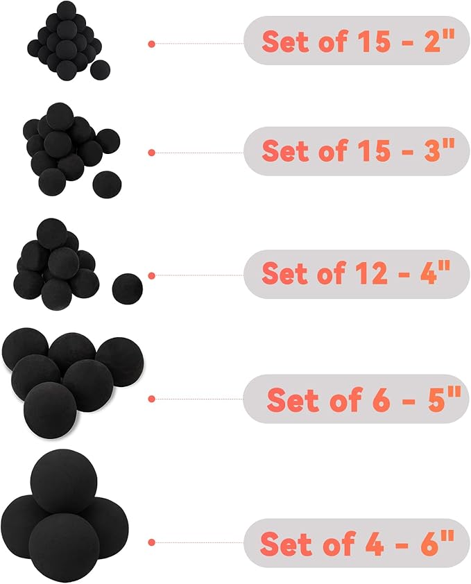 Skyflame 2-Inch Ceramic Fireplace Balls, 25PCS Round Fire Pit Balls for Indoor and Outdoor Fire
