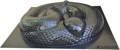 SvitMods Mold Snake DIY Statue for Garden Black ABC Plastic Concrete Cement Mould Rattlesnake