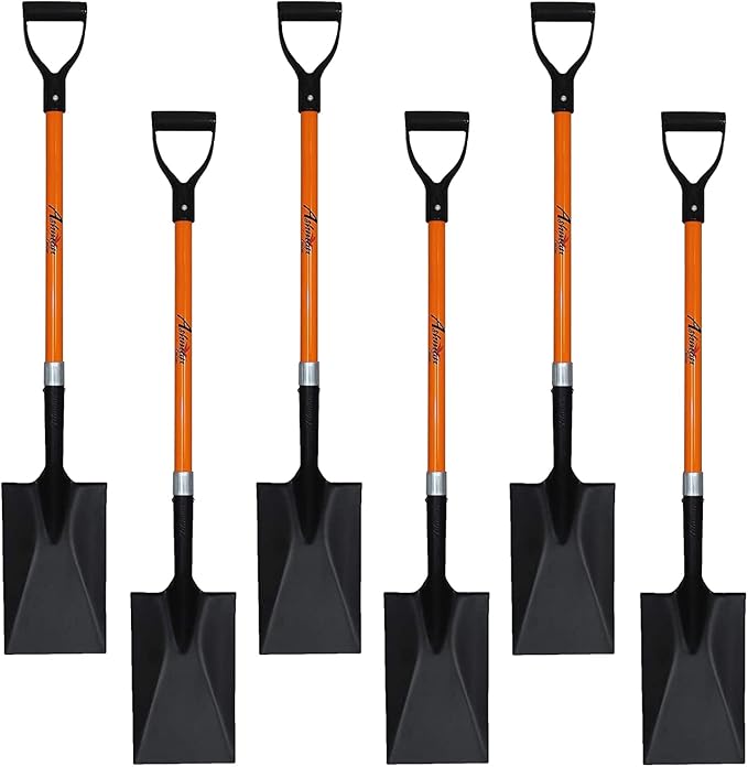 Ashman Spade Shovel (6 Pack) – 41 Inches Long D Handle Grip – The Single Shovel Weighs 2.2 Pounds