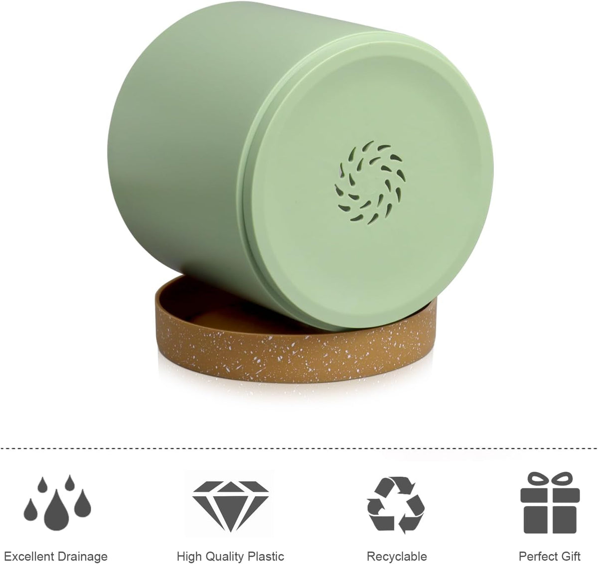 3 Pack 6/5/4 inch Cylindrical Flower Pots, Modern Small Round Plastic Plant Pots with Drainage