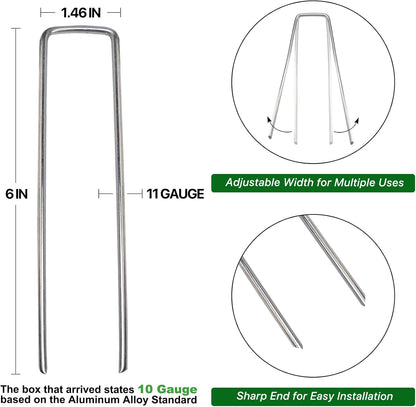 Landscape Staples 6 Inch 120 Pack 11 Gauge Galvanized Landscaping Fabric Pins Anti-Rust SOD Staples
