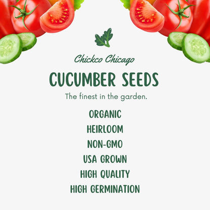 250+ Organic Marketmore Cucumber Seeds – Premium Heirloom Seeds – Perfect for Gardens, Raised Beds