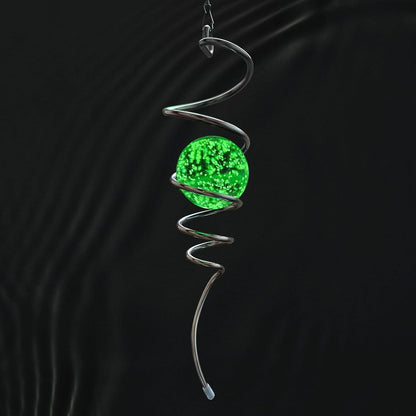 Glow in The Dark Gazing Ball Spiral Tail - Wind Spinner Stabilizer with Glow Glass Ball & Swivel