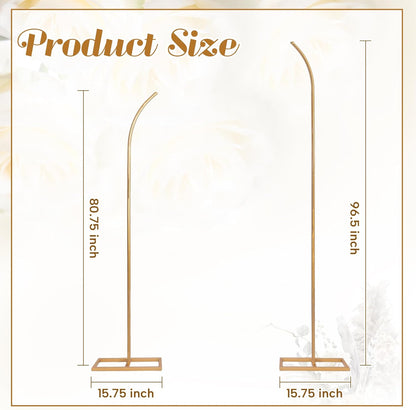 HPC Decor Set of 2 Wedding Arch Backdrop Stand, 8FT, 6.7FT Gold Metal Arch Backdrop Stand for