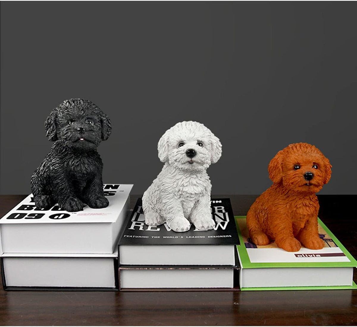 Dog Statue for Outdoor Maltese Dog Ornament Resin Bichon Frise Statue for Home Decor