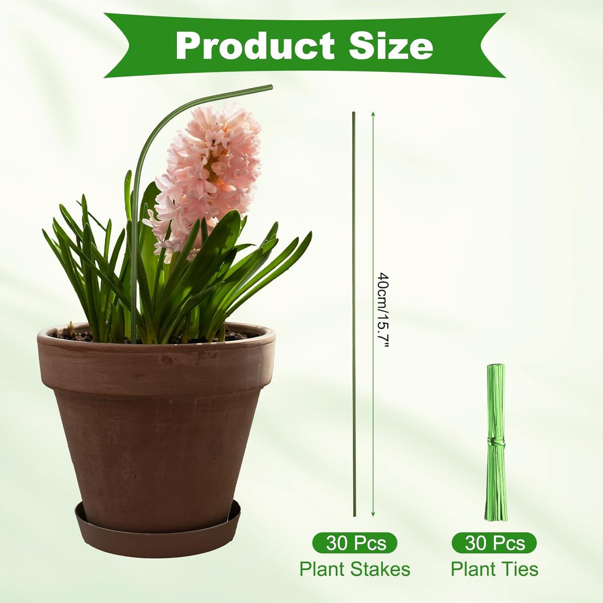 uxcell 30pcs Green Plant Support Stakes, 15.7" Bendable Garden Plant Sticks Plastic Single Stem