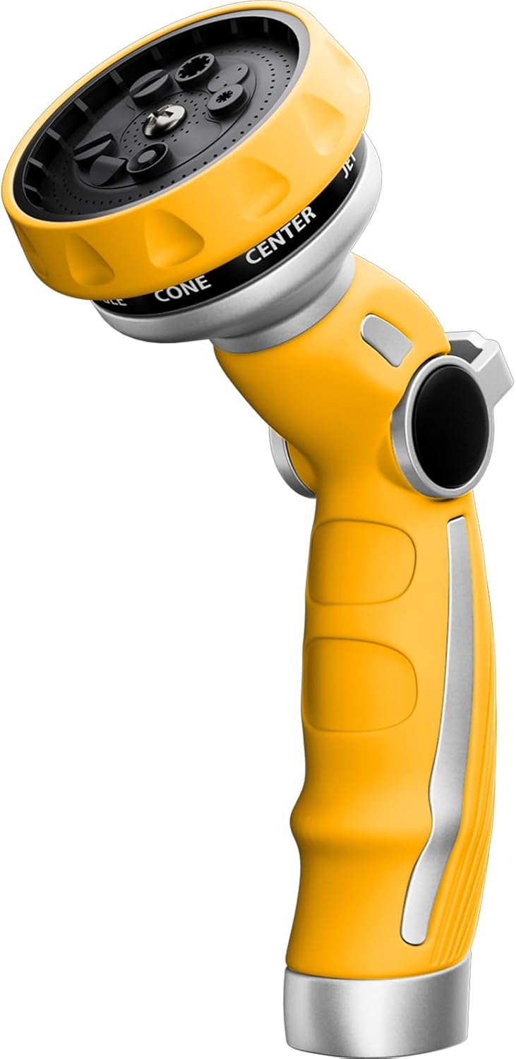 RESTMO Hose Nozzle Heavy Duty, Metal Water Hose Sprayer for Garden, 9 Spray Patterns | High