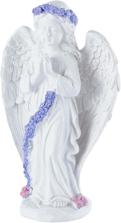 Lavender Praying Angel Statues, Handmade Resin Craft Home Decor, Indoor & Outdoor Winged Angel