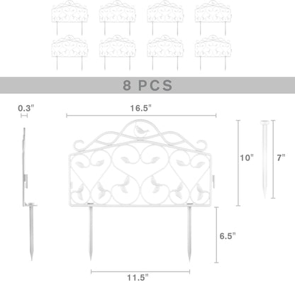 Evelyne Decorative Garden Border Edging: Faux Wrought Iron Leaf & Bird Design