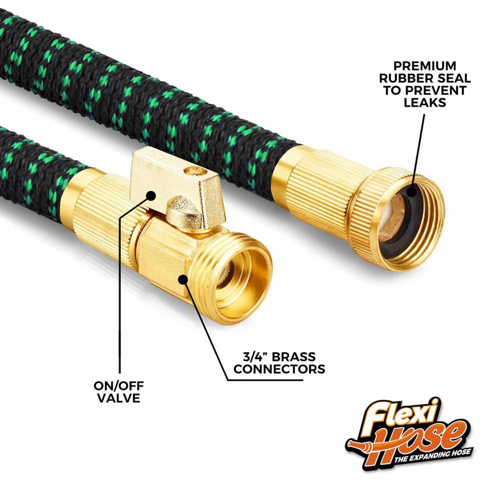 Flexi Hose with 8 Function Nozzle, 50FT - Lightweight Expandable Garden Hose, No-Kink Flexibility