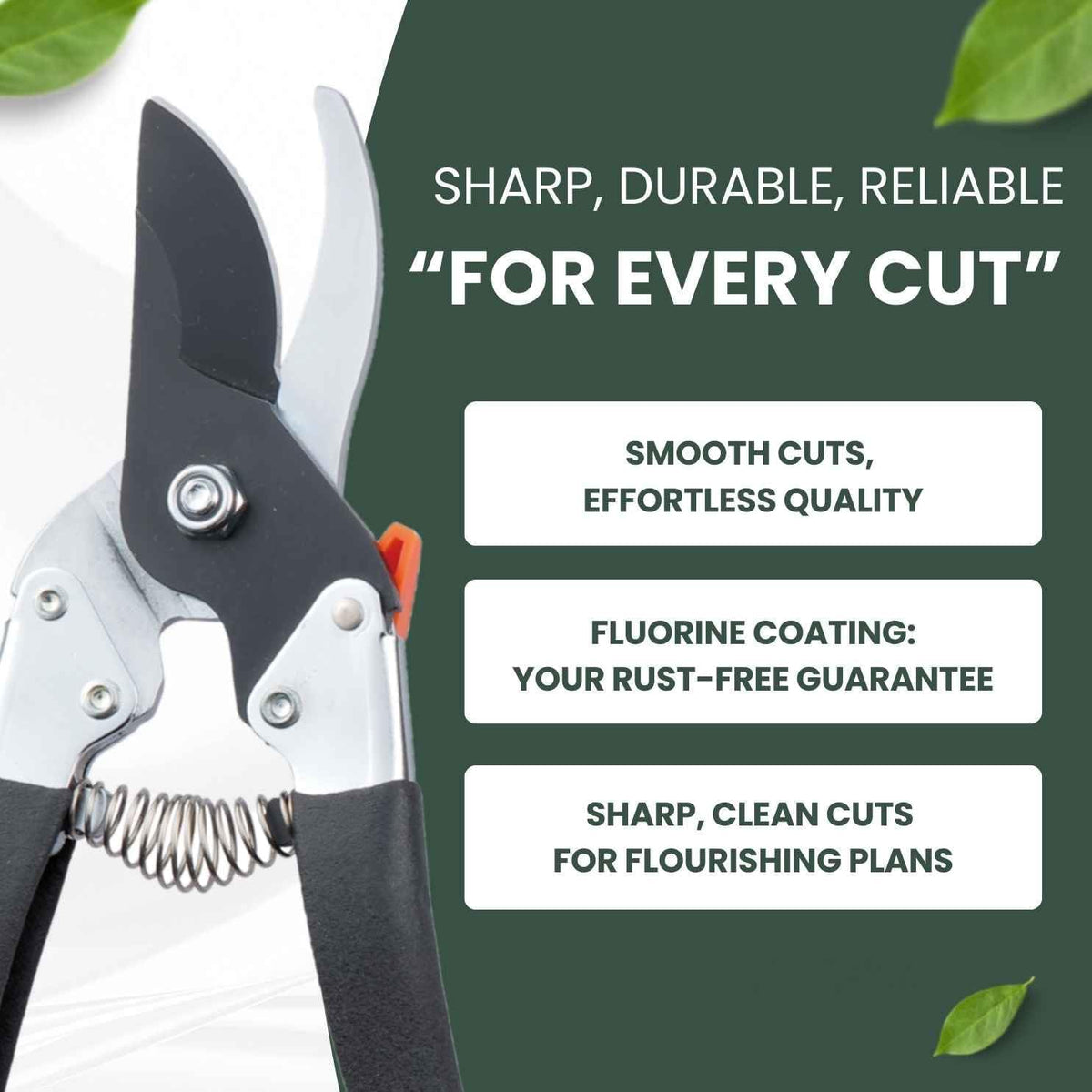 Saboten 7.9-Inch Bypass Pruning Shears, Fluorine-Coated High-Carbon Steel Blade, Ergonomic Non-Slip
