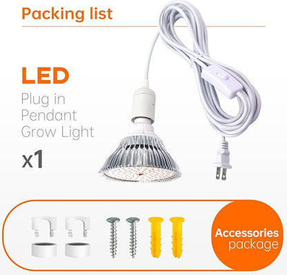 Bstrip LED Hanging Grow Light, Grow Light Bulb for Indoor Plants, 25W Full Spectrum Hanging Grow