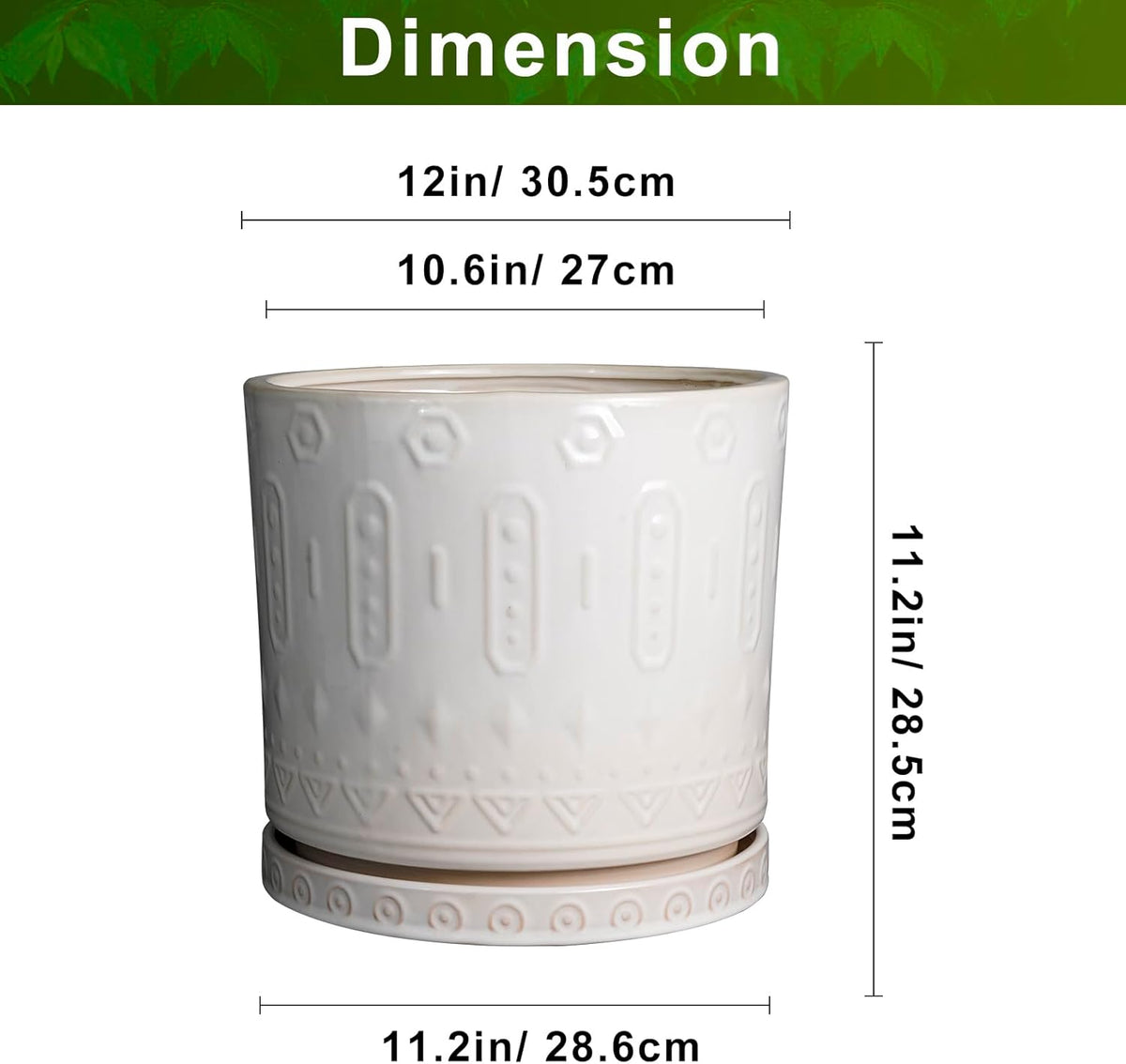 Ceramic Pots for Plants 12 Inch - Large Ceramic Planters for Indoor Plants Outdoor Modern Flower